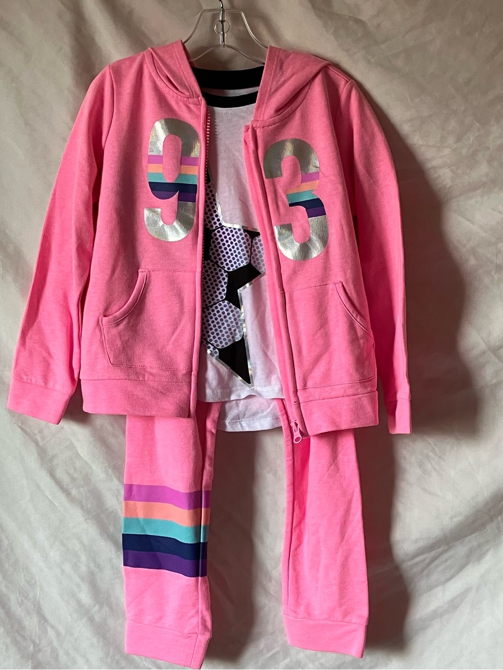 Ideology Girls 3 Pc.Set Pink pants & jacket & white shirt size 5.